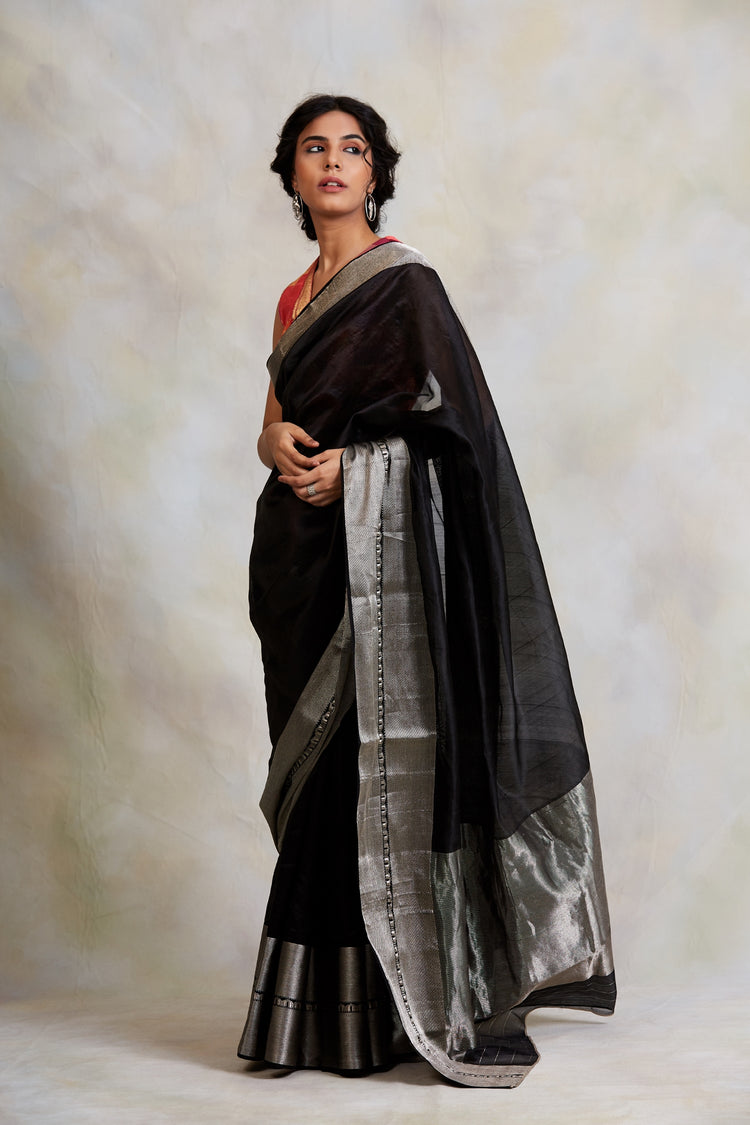 Advika- Black Silk Chanderi Saree