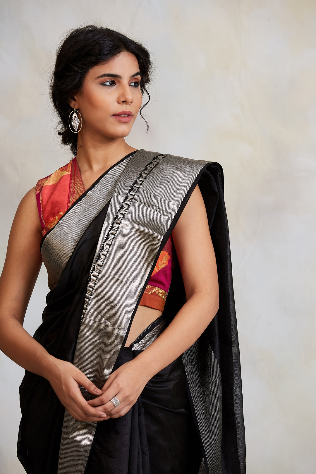 Advika- Black Silk Chanderi Saree