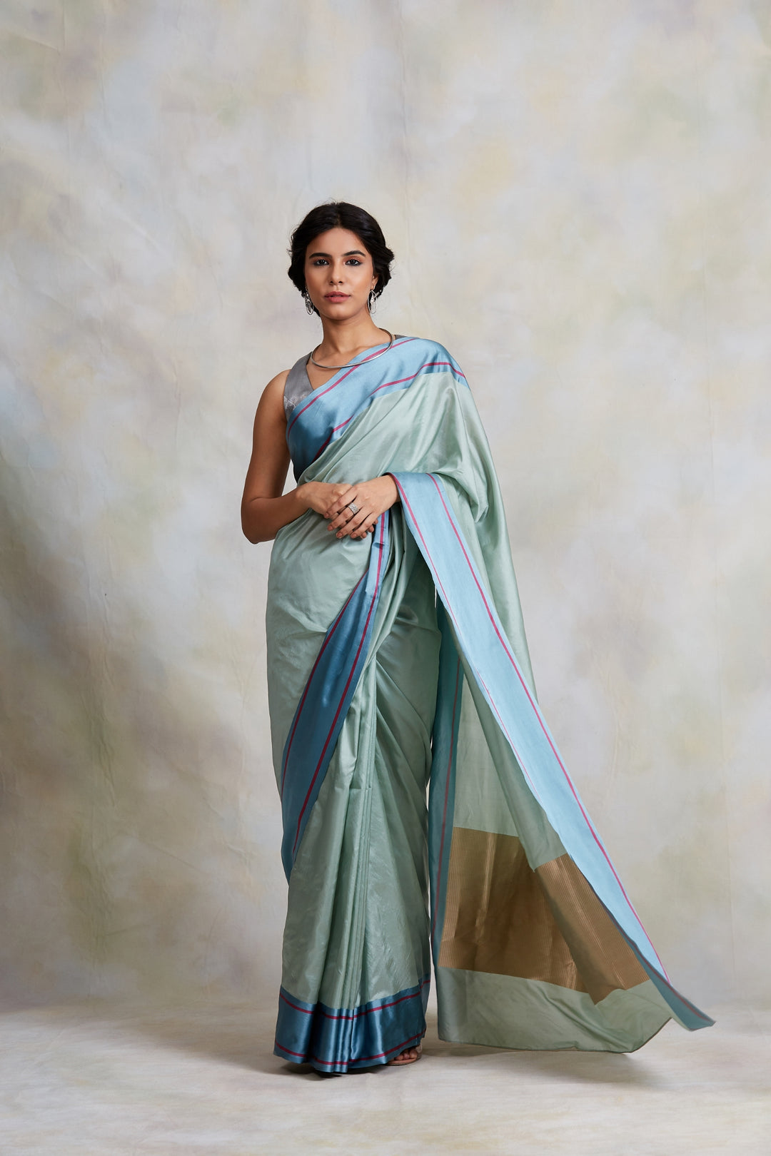 Kalpi (Aquamarine)- Aquamarine Silk Brocade Banarasi Saree