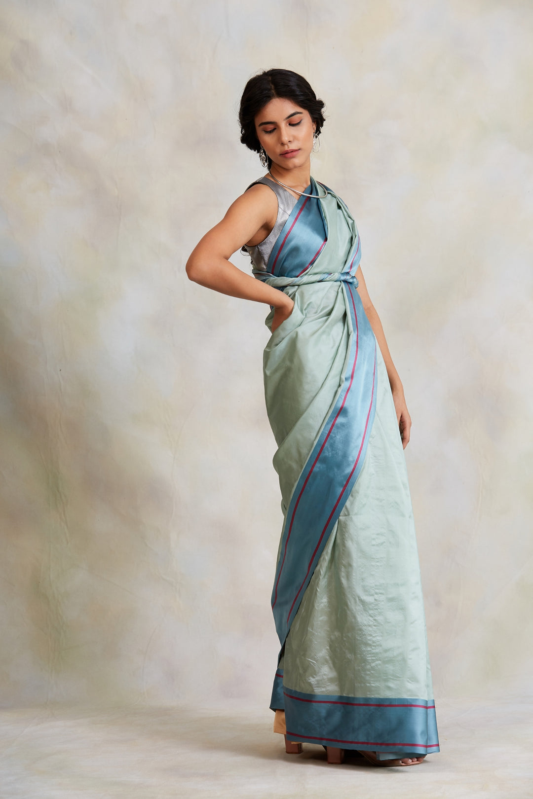 Kalpi (Aquamarine)- Aquamarine Silk Brocade Banarasi Saree