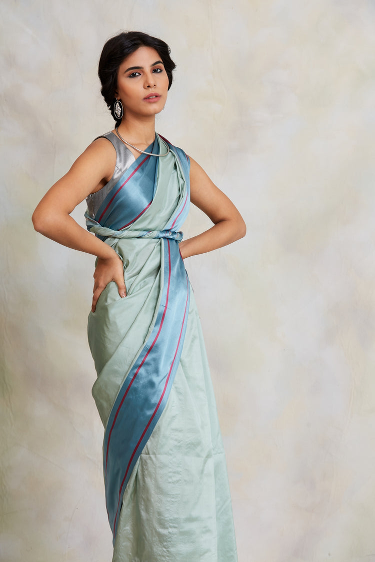 Kalpi (Aquamarine)- Aquamarine Silk Brocade Banarasi Saree