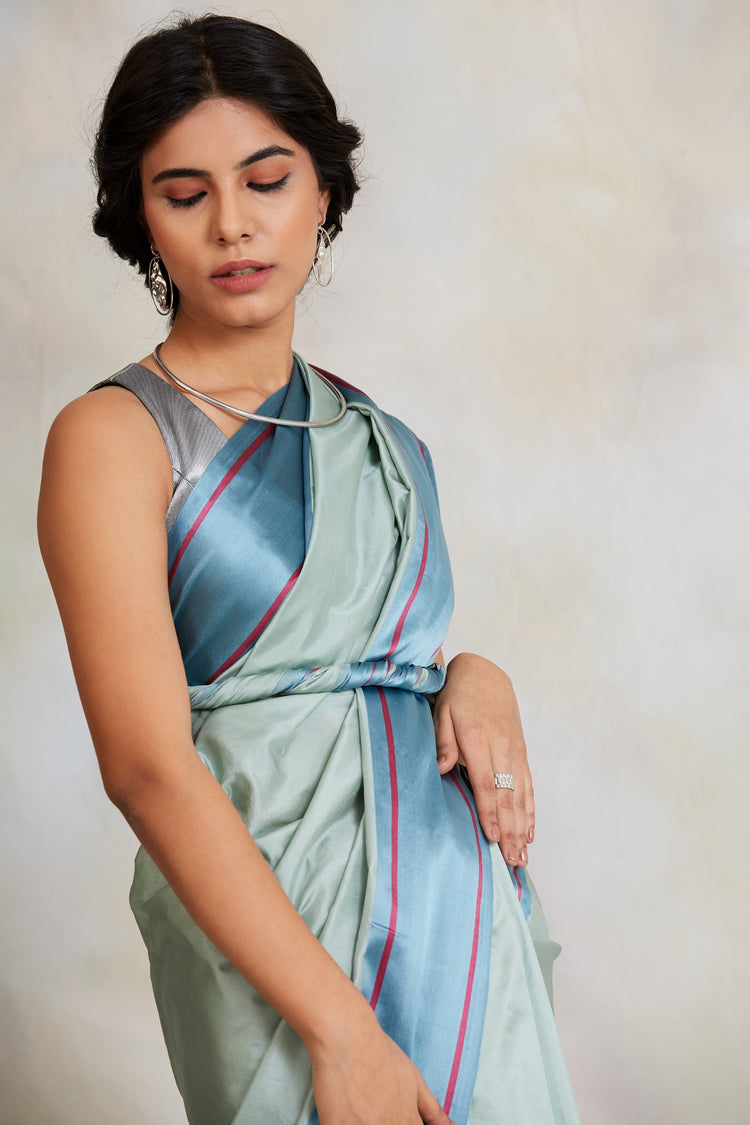 Kalpi (Aquamarine)- Aquamarine Silk Brocade Banarasi Saree