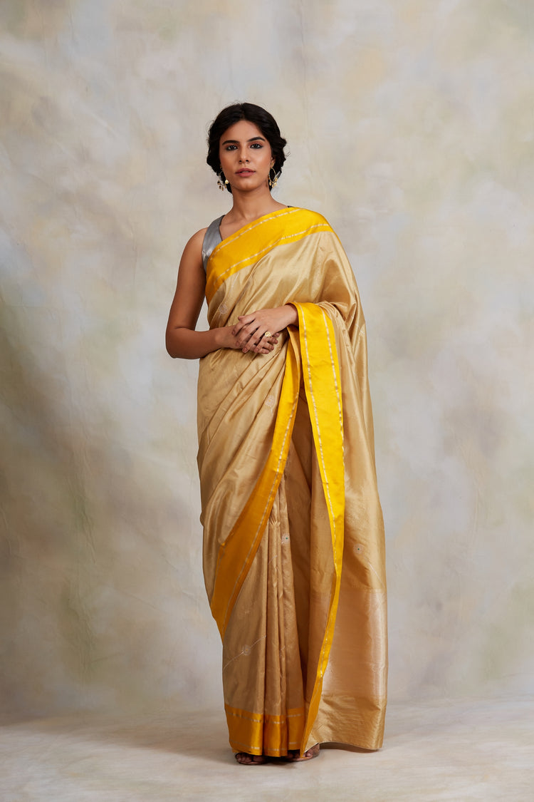 Amaltas- Yellow Silk Brocade Banarasi Saree