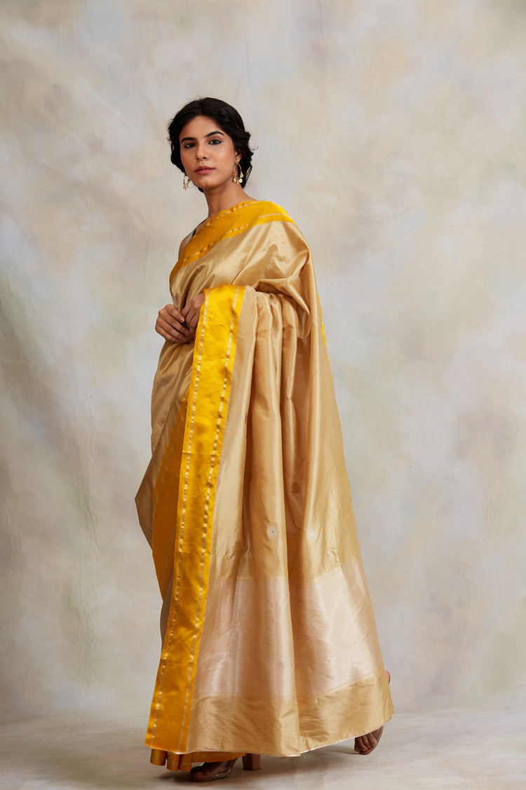 Amaltas- Yellow Silk Brocade Banarasi Saree