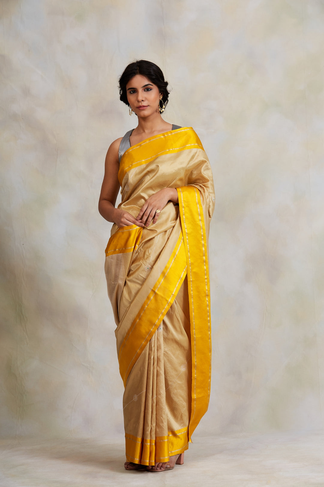 Amaltas- Yellow Silk Brocade Banarasi Saree