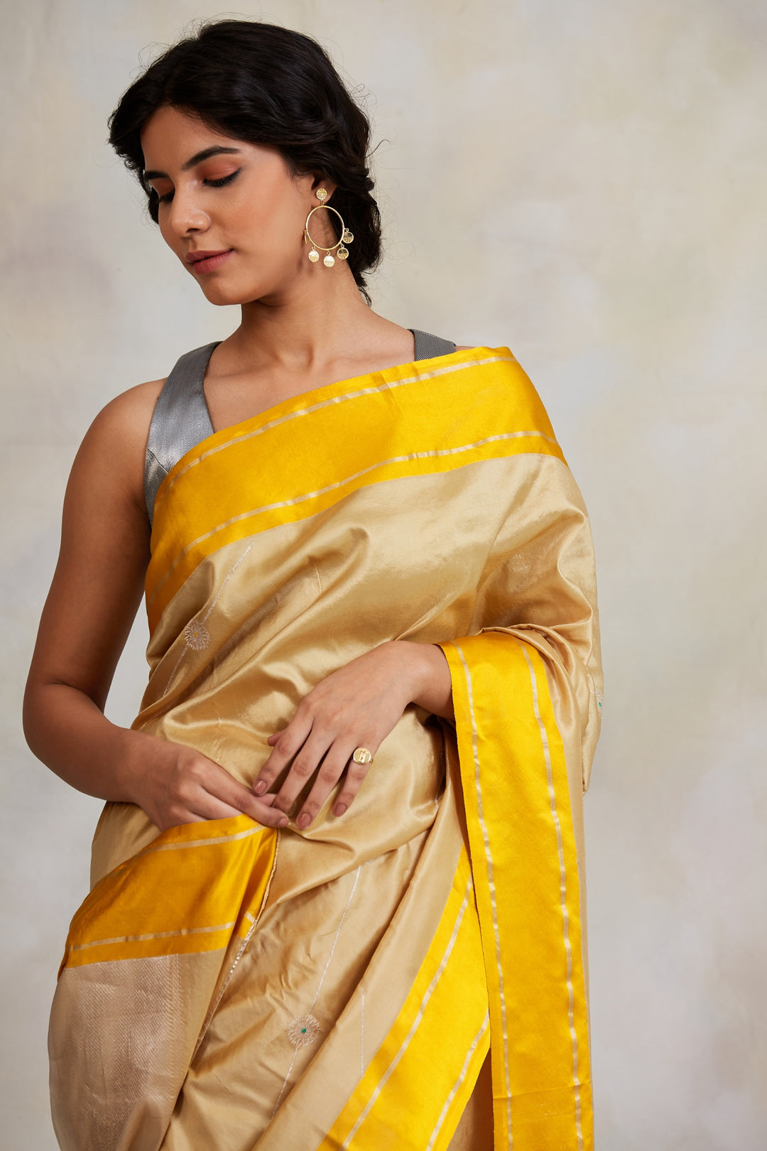 Amaltas- Yellow Silk Brocade Banarasi Saree