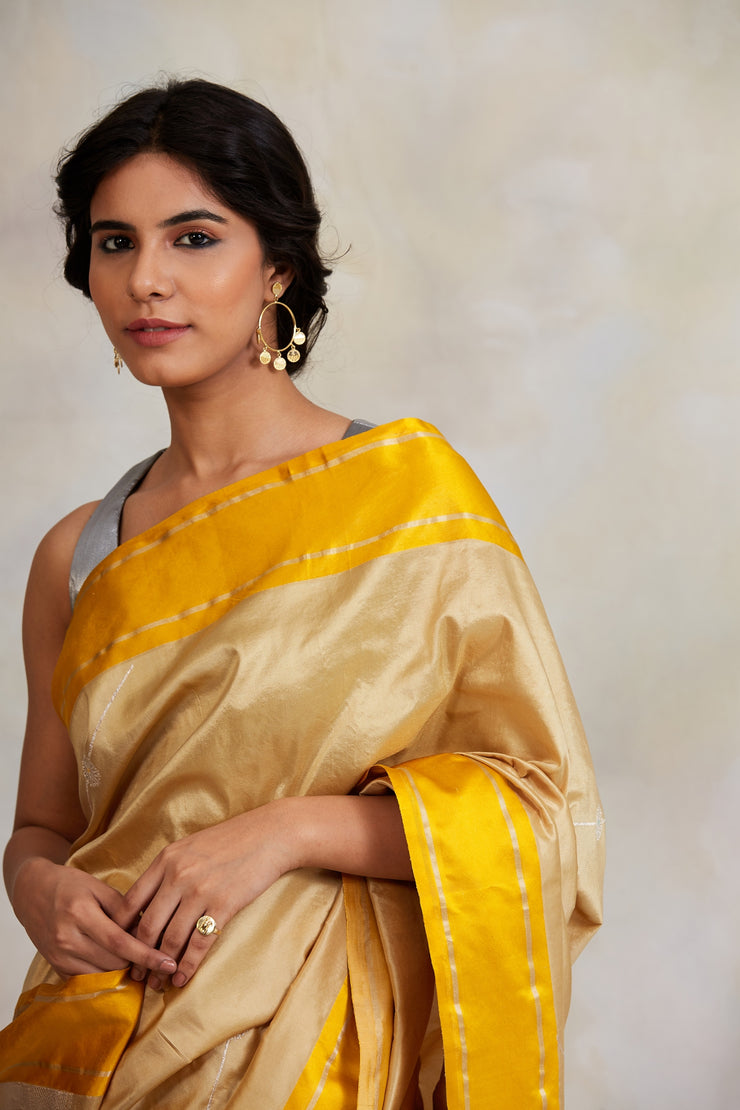Amaltas- Yellow Silk Brocade Banarasi Saree
