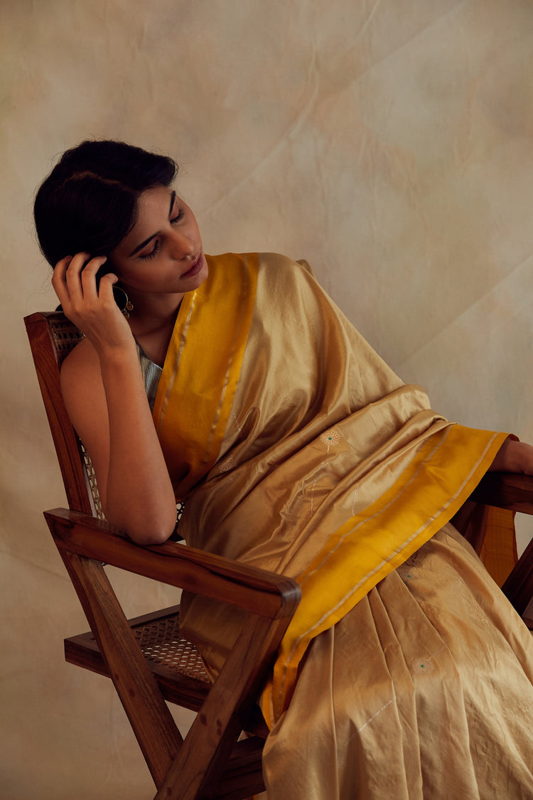 Amaltas- Yellow Silk Brocade Banarasi Saree