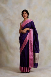 Kalpi (Purple)- Purple Silk Brocade Banarasi Saree