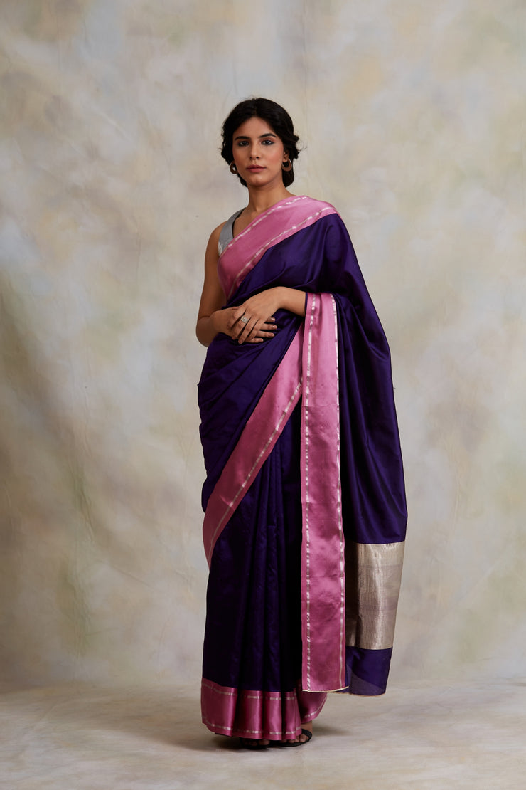 Kalpi (Purple)- Purple Silk Brocade Banarasi Saree