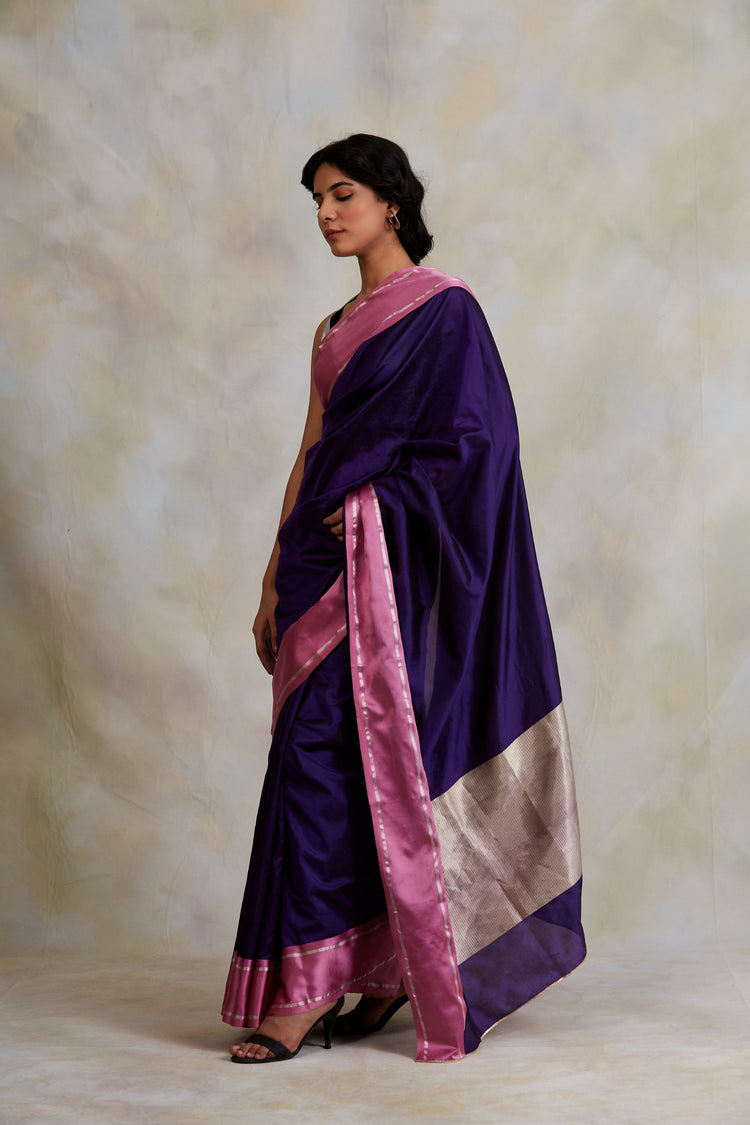 Kalpi (Purple)- Purple Silk Brocade Banarasi Saree