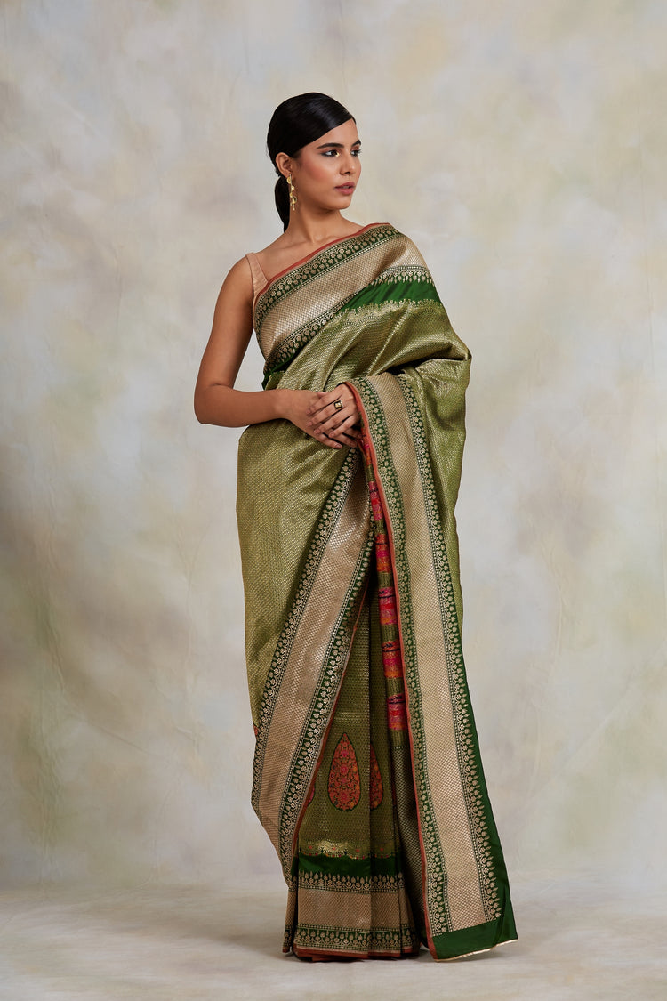 Chaman- Green Silk Brocade Banarasi Saree