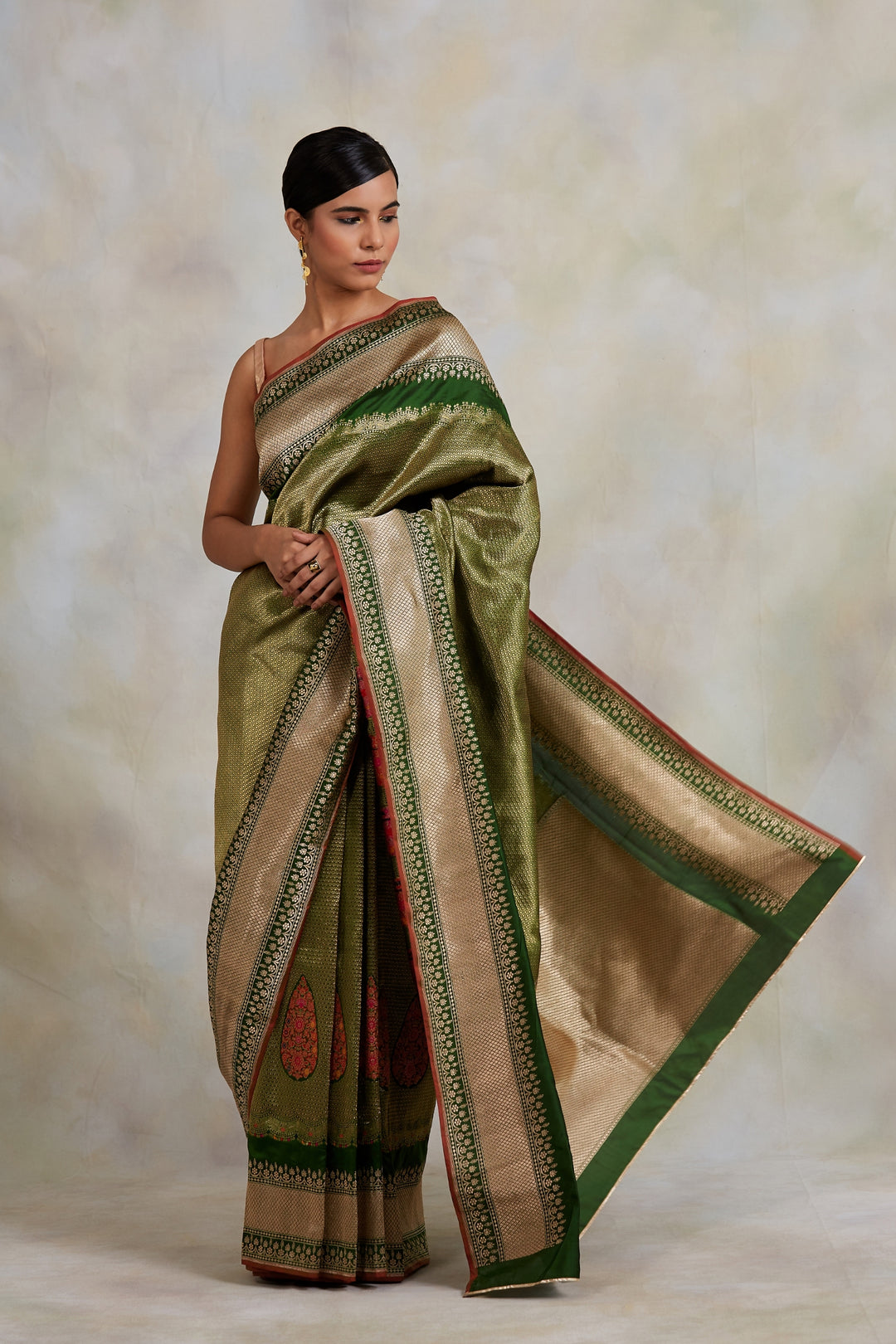 Chaman- Green Silk Brocade Banarasi Saree