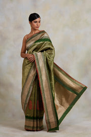 Chaman- Green Silk Brocade Banarasi Saree