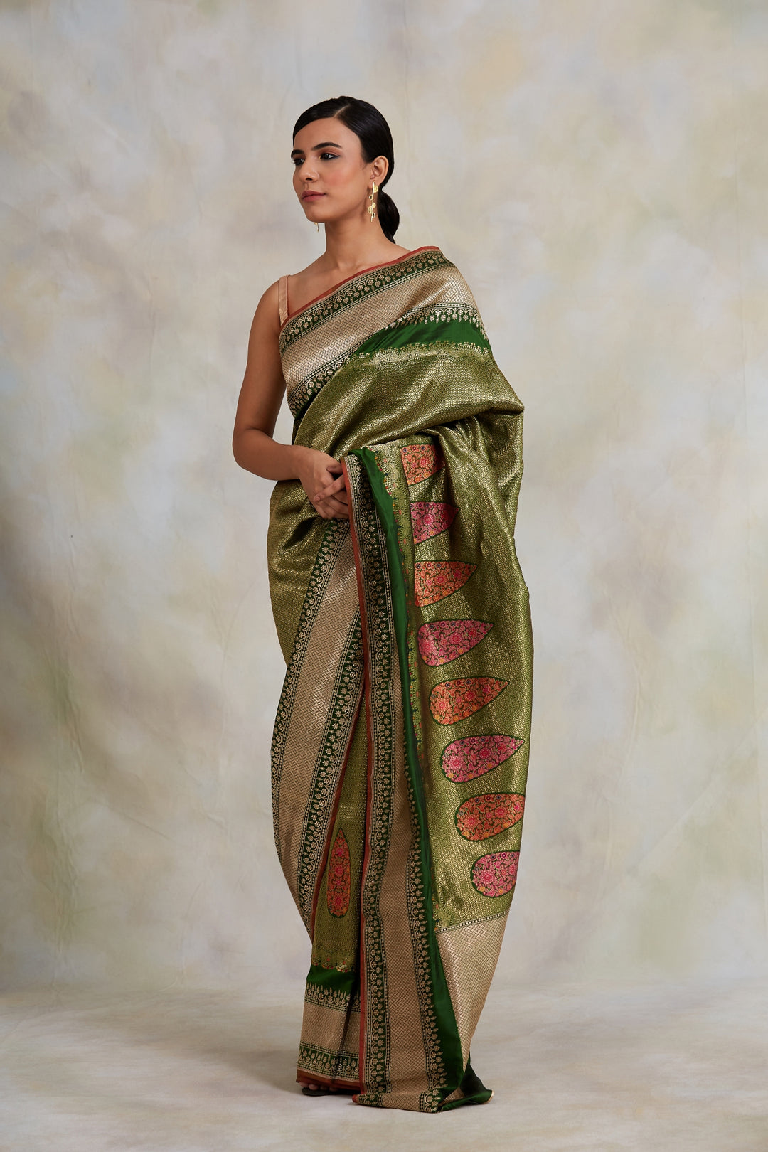 Chaman- Green Silk Brocade Banarasi Saree