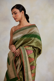 Chaman- Green Silk Brocade Banarasi Saree