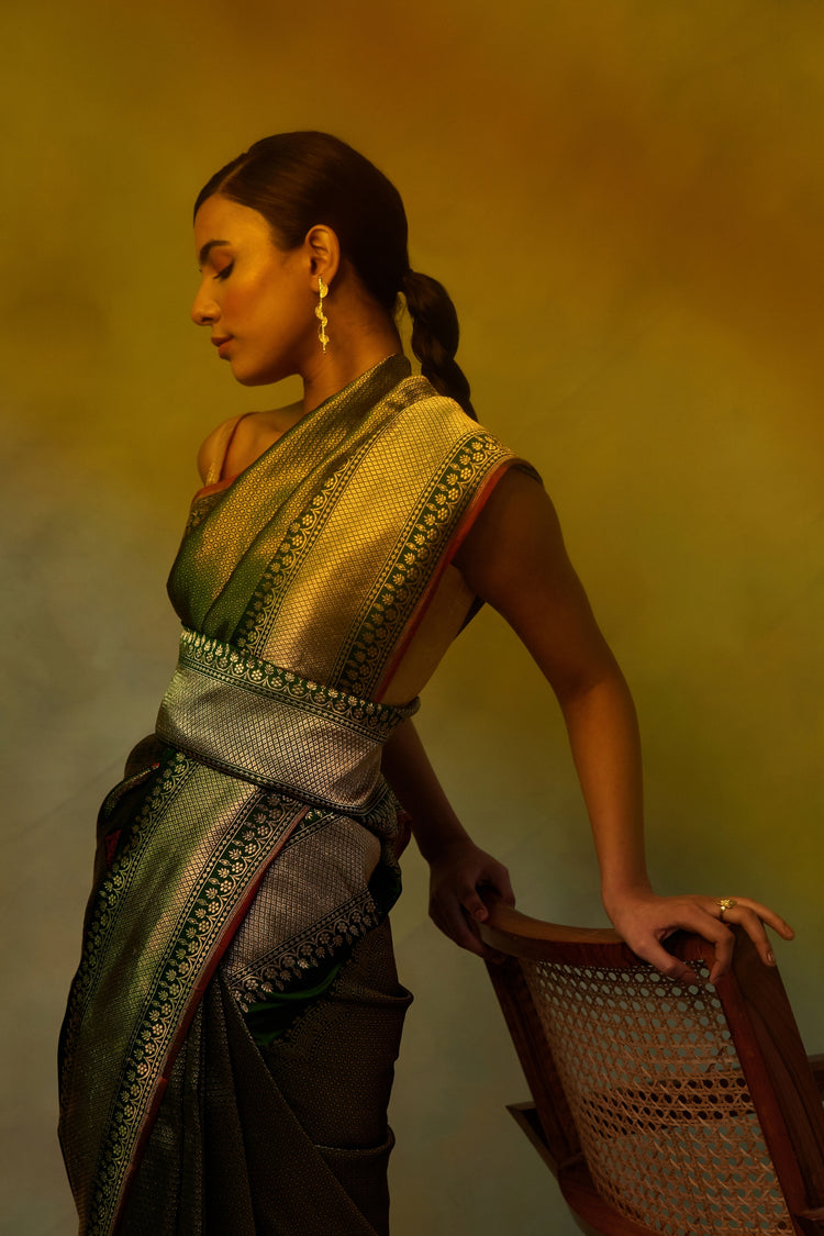 Chaman- Green Silk Brocade Banarasi Saree