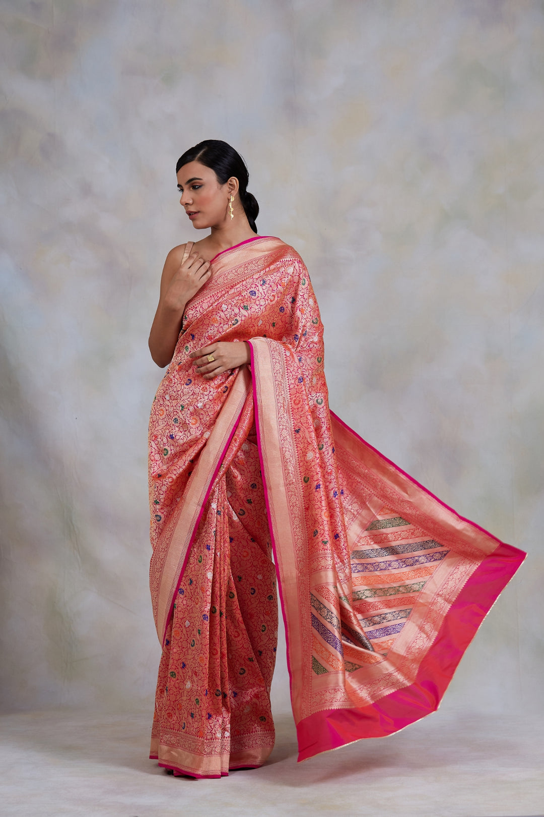 Sadabahaar- Pink Silk Brocade Banarasi Saree