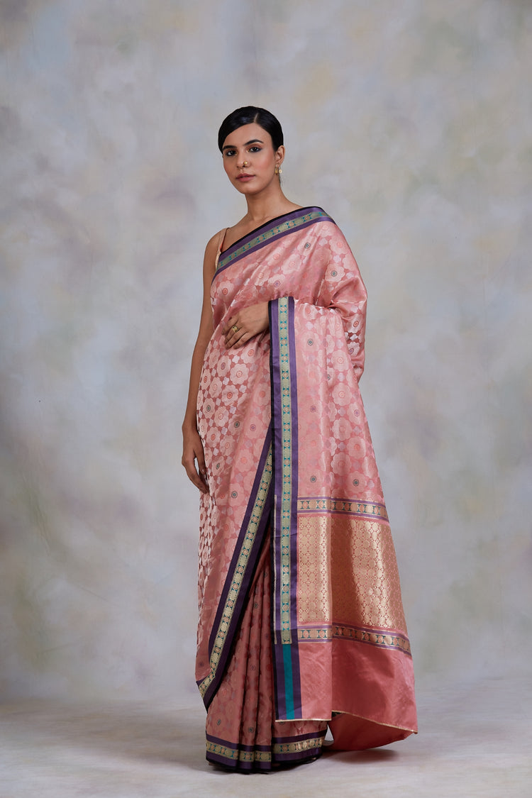 Gule Asharfi- Pink Silk Brocade Banarasi Saree