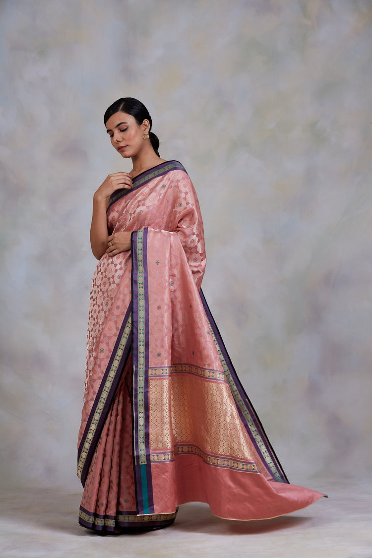 Gule Asharfi- Pink Silk Brocade Banarasi Saree