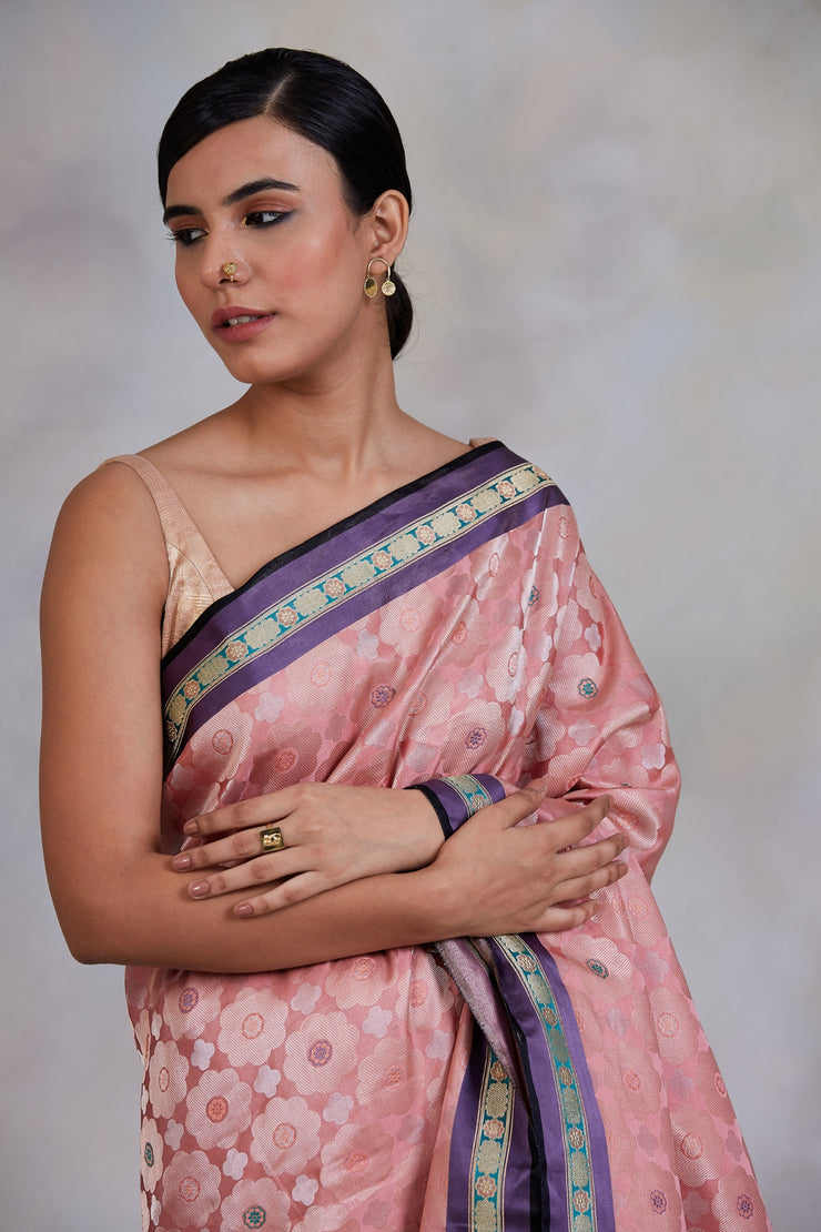 Gule Asharfi- Pink Silk Brocade Banarasi Saree