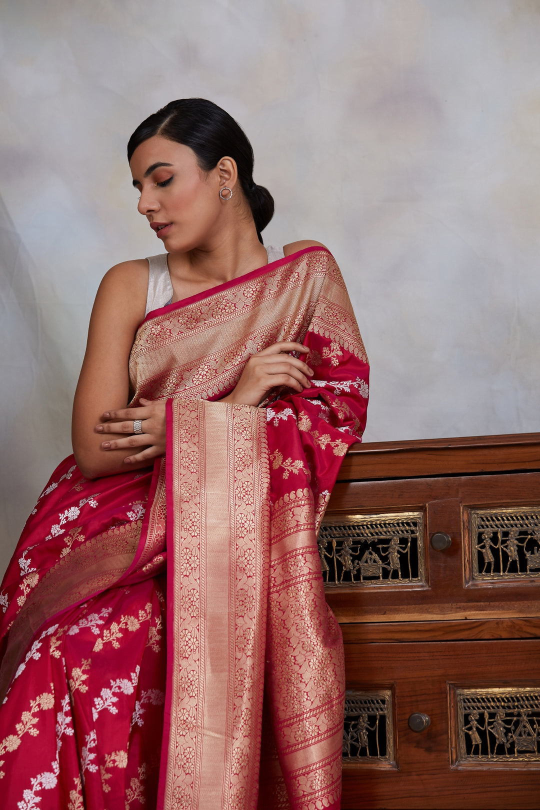 Deepal- Pink Silk Brocade Banarasi Saree