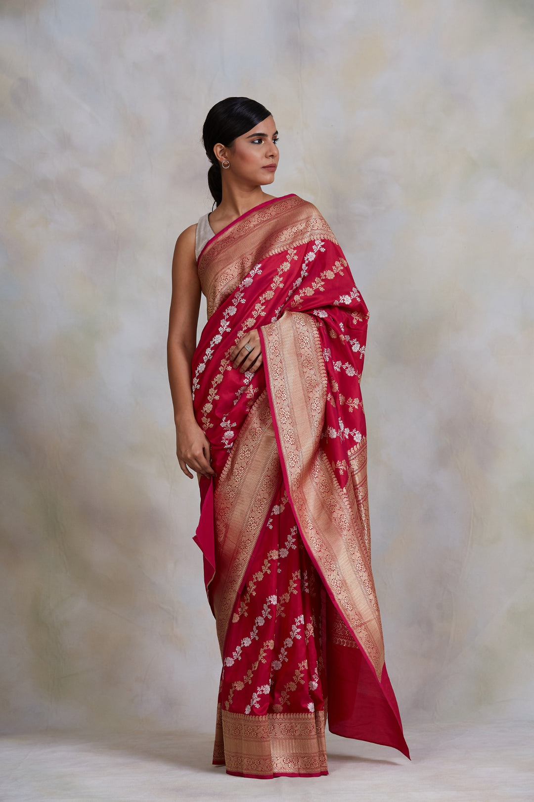 Deepal- Pink Silk Brocade Banarasi Saree