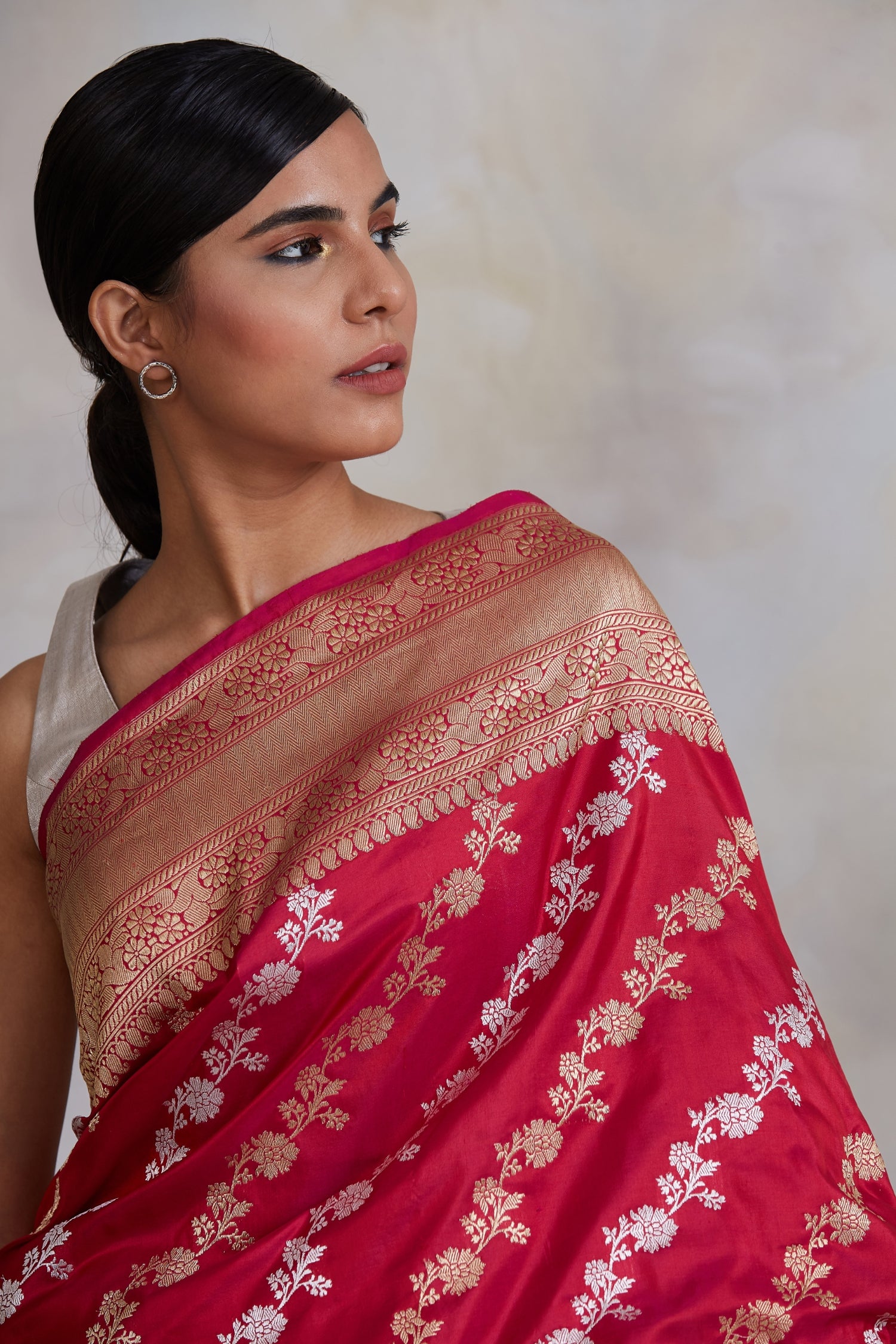 Deepal- Pink Silk Brocade Banarasi Saree