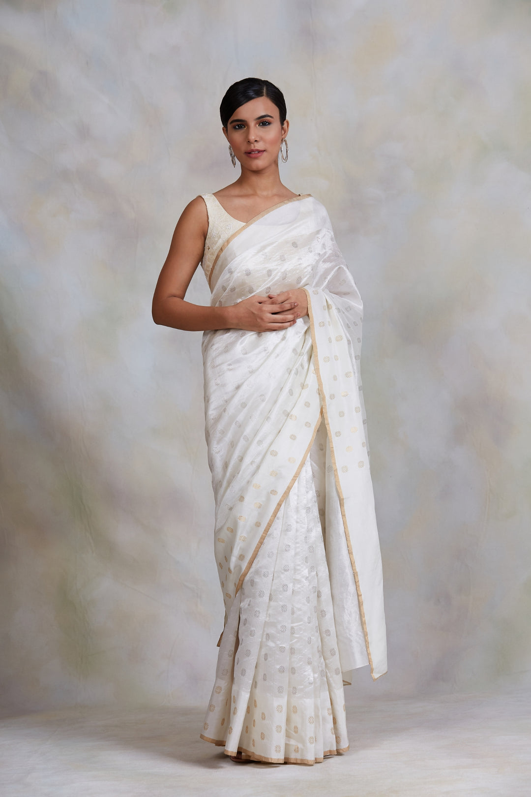 Akasa- Ivory Silk Chanderi Saree