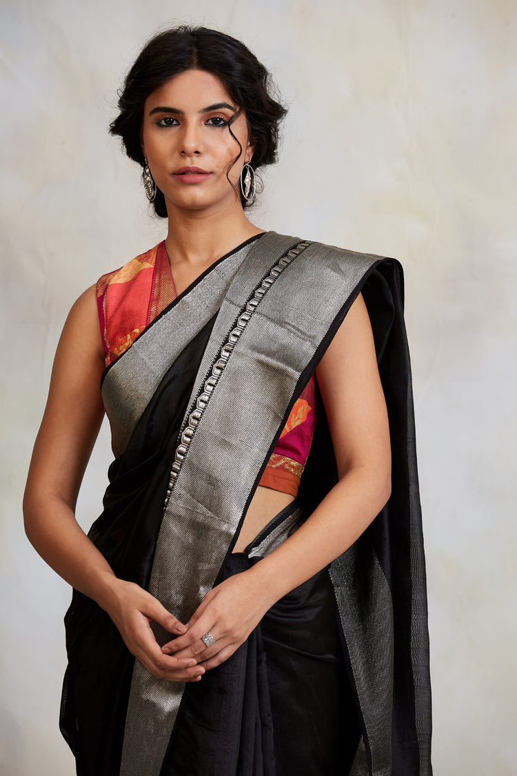 Advika- Black Silk Chanderi Saree