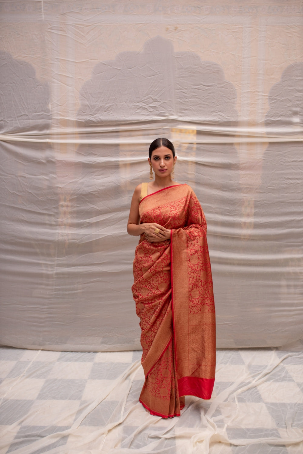 Tara Red- Silk Brocade Banarasi Saree