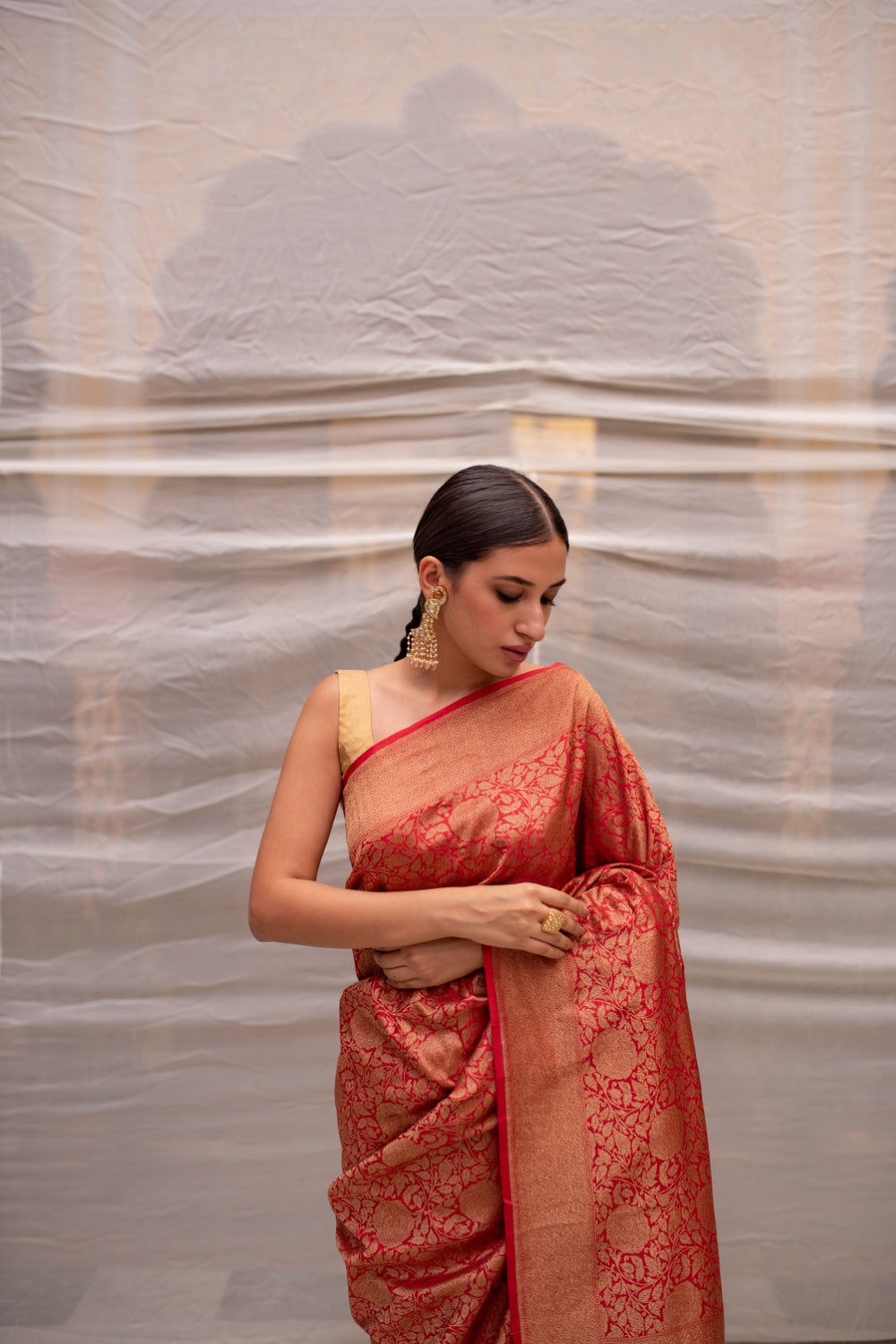 Tara Red- Silk Brocade Banarasi Saree