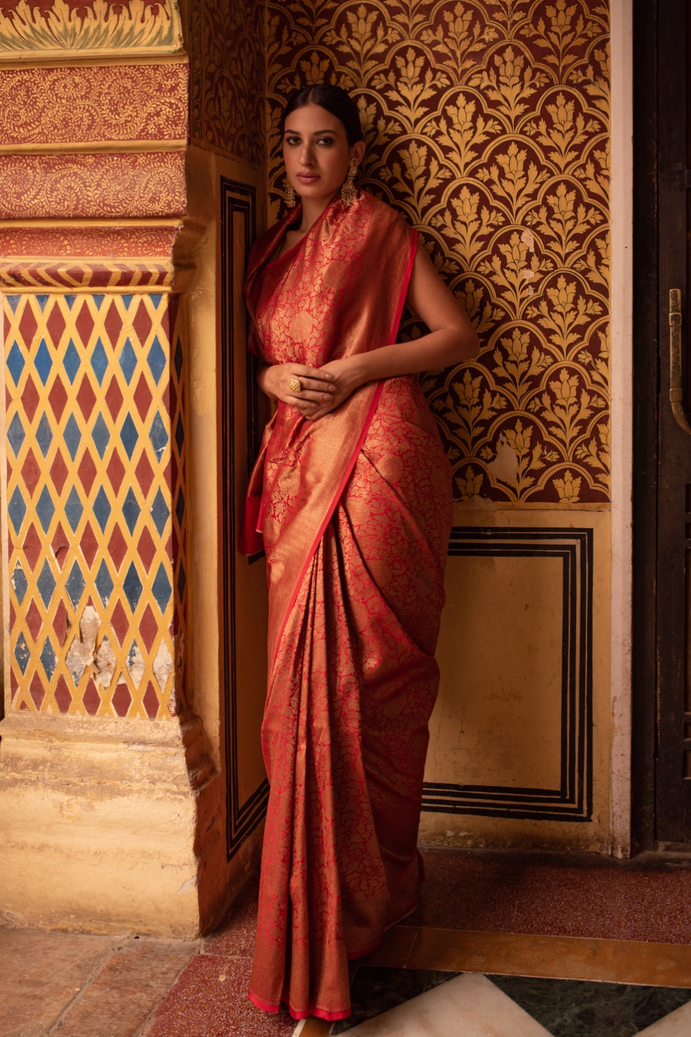 Tara Red- Silk Brocade Banarasi Saree