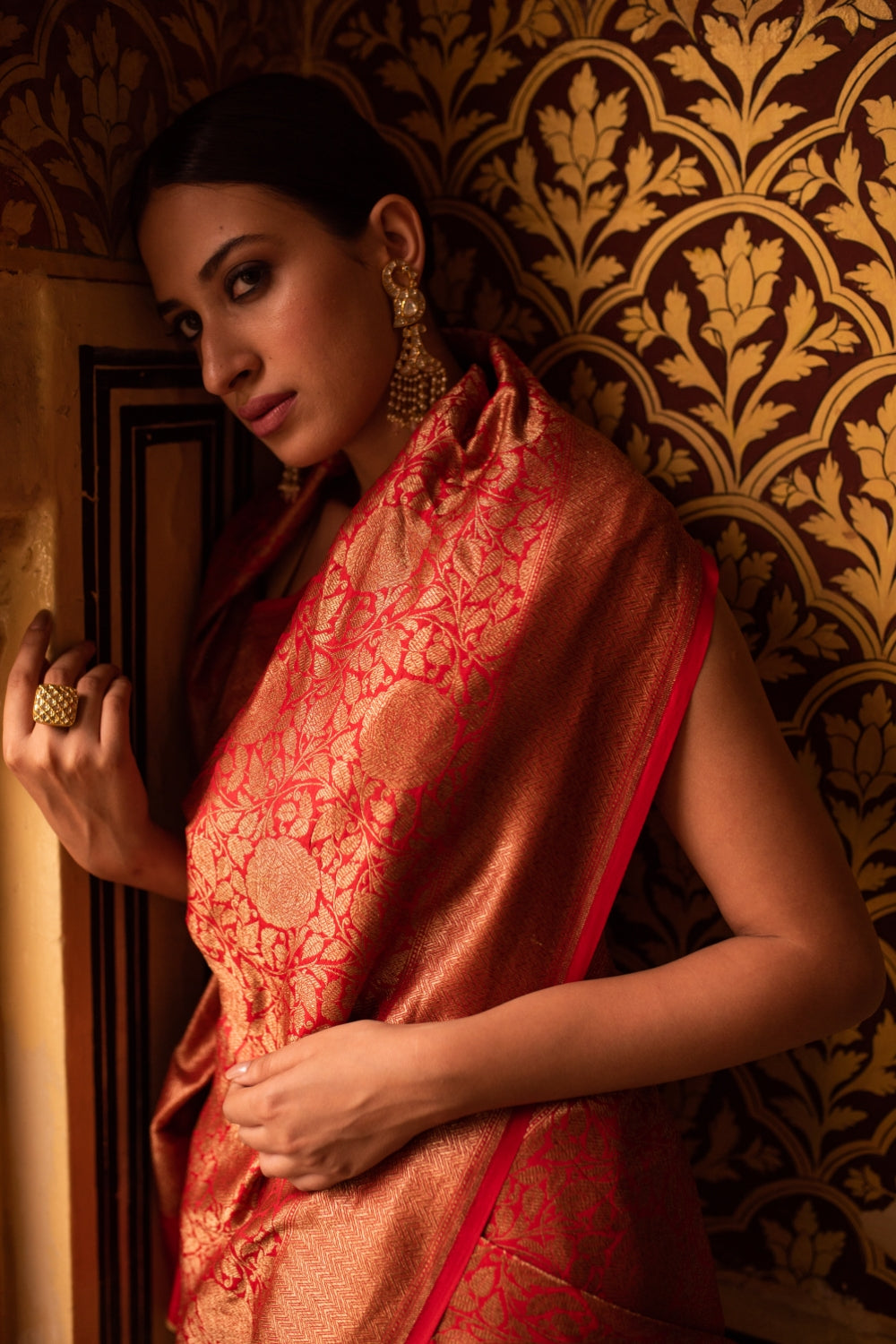 Tara Red- Silk Brocade Banarasi Saree