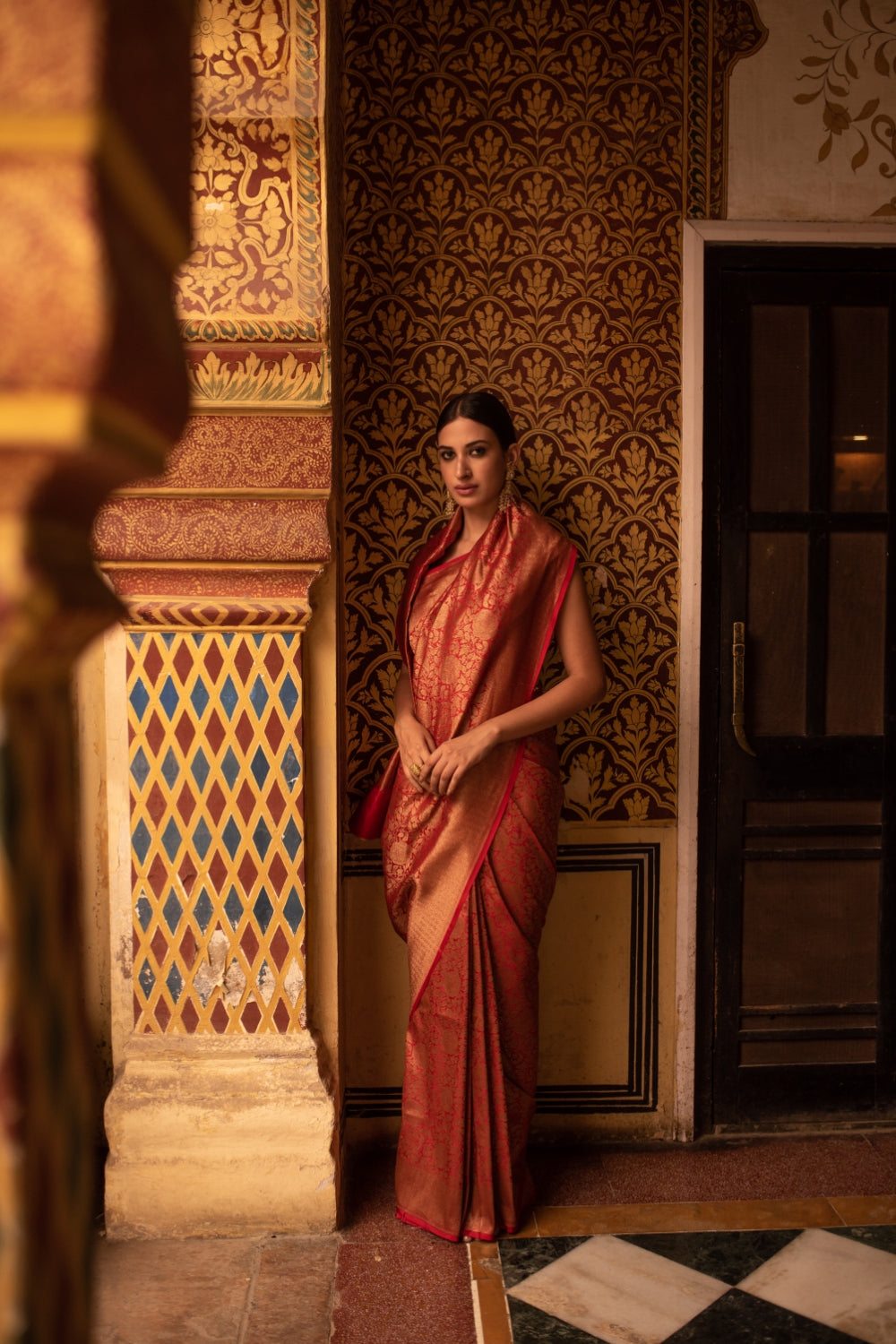 Tara Red- Silk Brocade Banarasi Saree