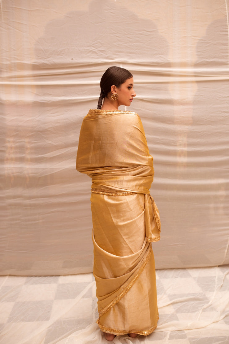 Bhuvaneshwari- Gold Silk Chanderi Tissue Saree