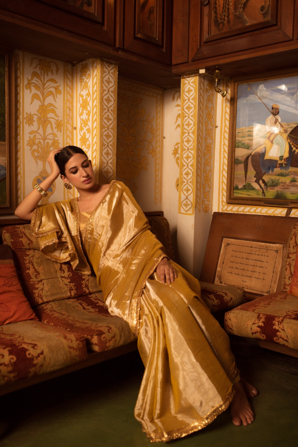 Bhuvaneshwari- Gold Silk Chanderi Tissue Saree