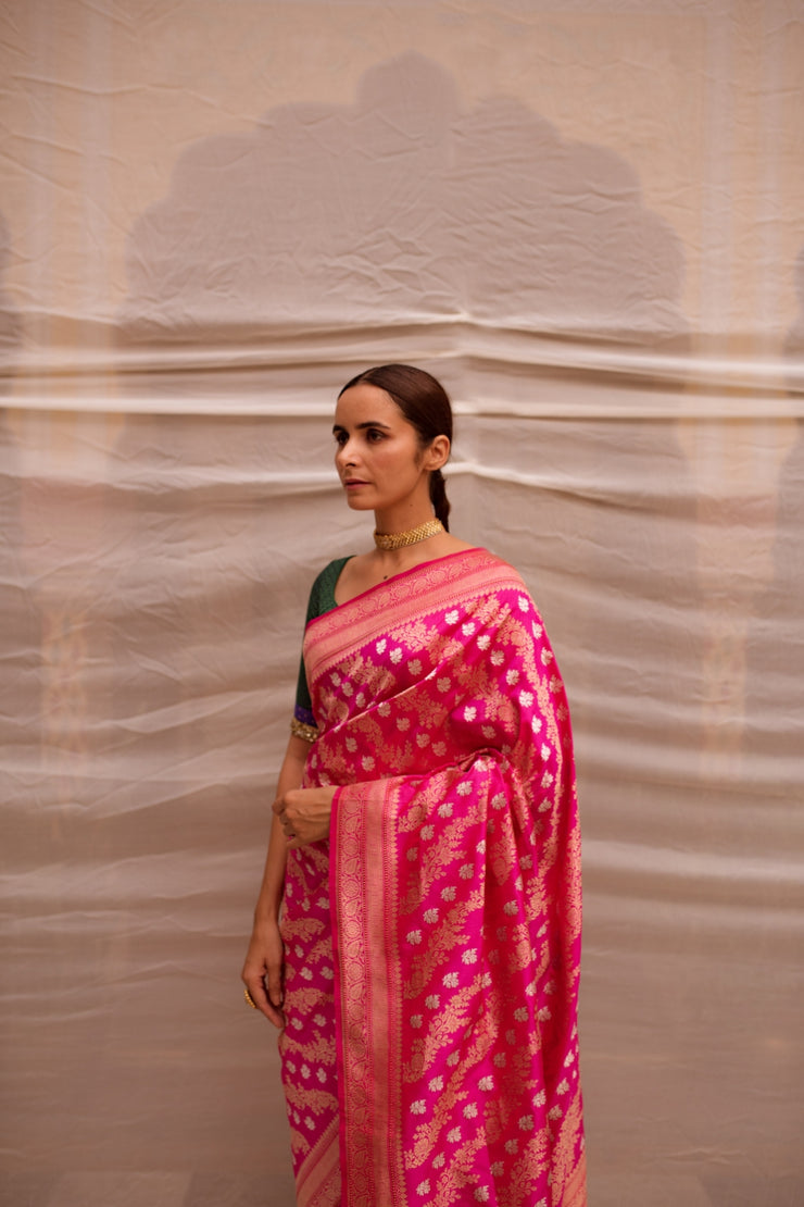 Lamika- Pink Silk Brocade Banarasi Saree