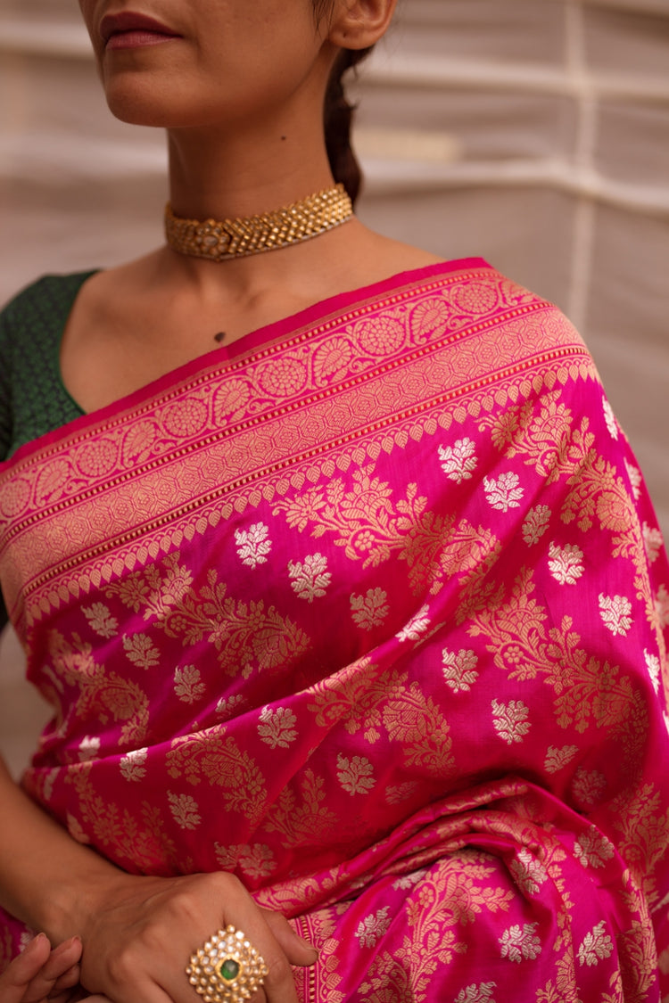 Lamika- Pink Silk Brocade Banarasi Saree