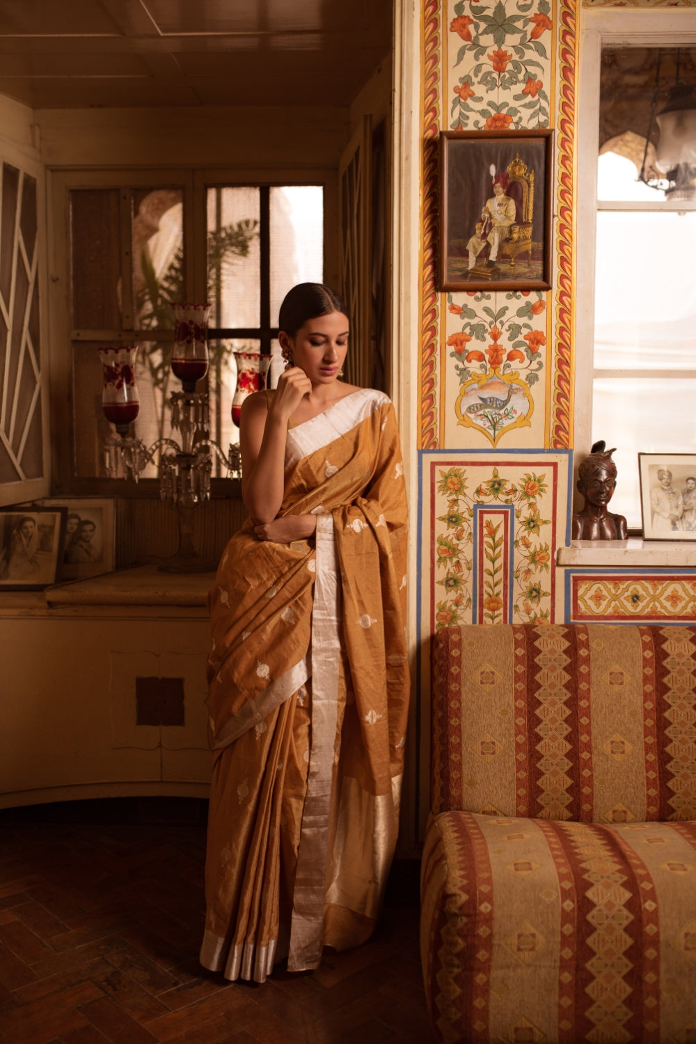 Sharmishtha- Gold and Silver Silk Brocade Tissue Banarasi Saree