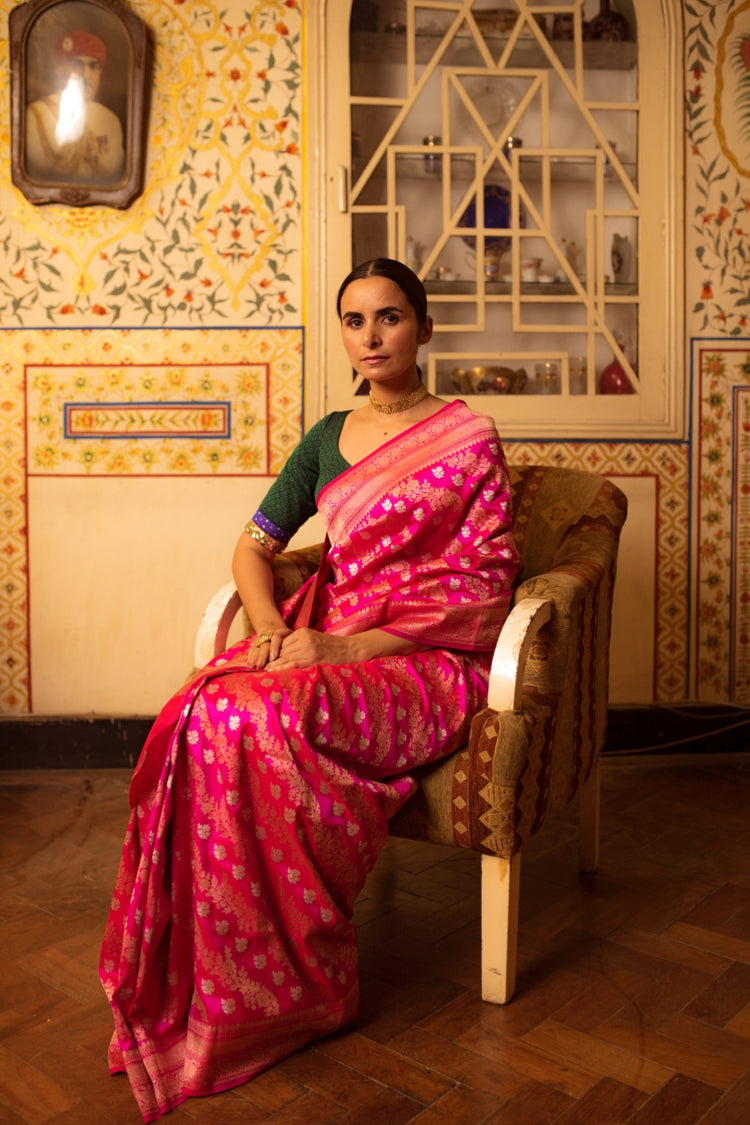 Lamika- Pink Silk Brocade Banarasi Saree