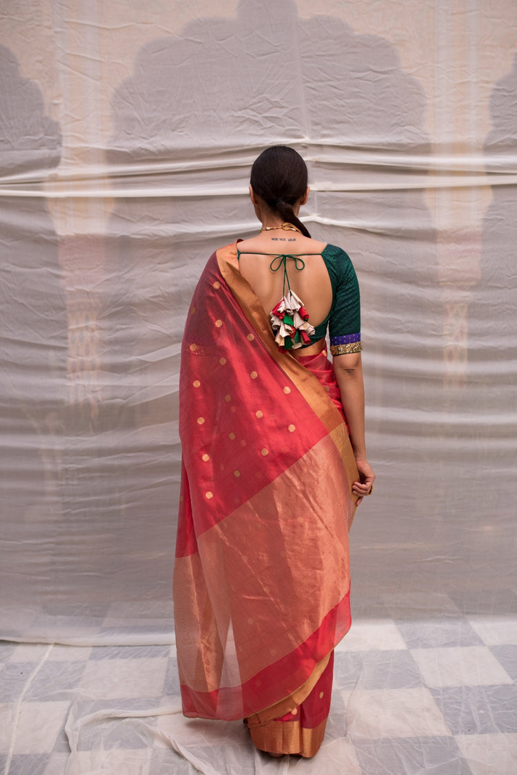 Omya red- Red Silk Chanderi Saree