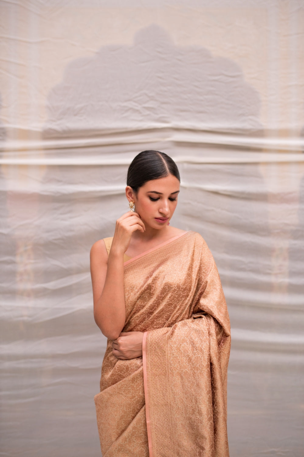 Bhanumati- Pink Silk Brocade Banarasi Saree