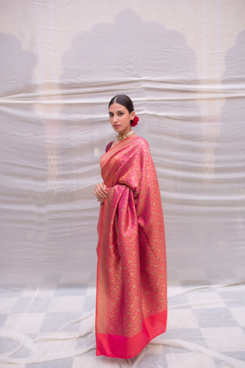 Jaya- Pink Silk Brocade Banarasi Saree