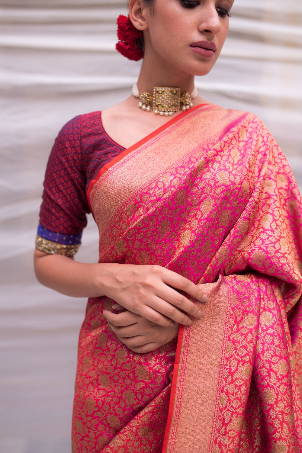 Jaya- Pink Silk Brocade Banarasi Saree