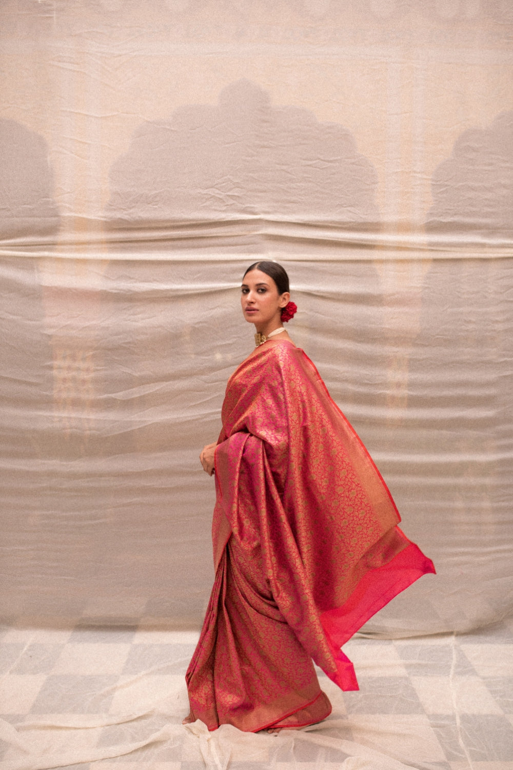 Jaya- Pink Silk Brocade Banarasi Saree