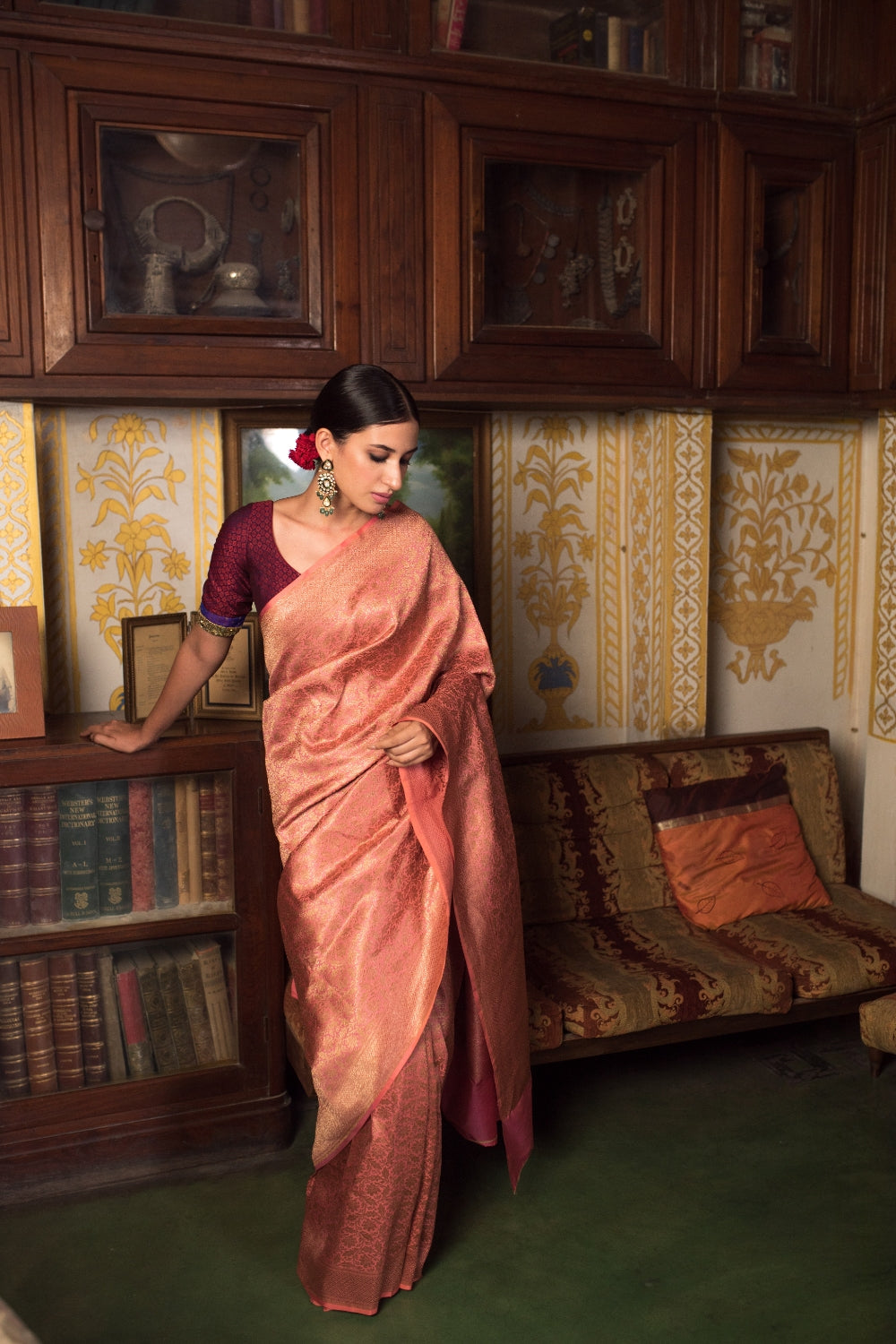 Minakshi- Pink Silk Brocade Banarasi Saree