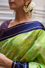 Akshita- Green Silk Brocade Mashroo Banarasi Saree