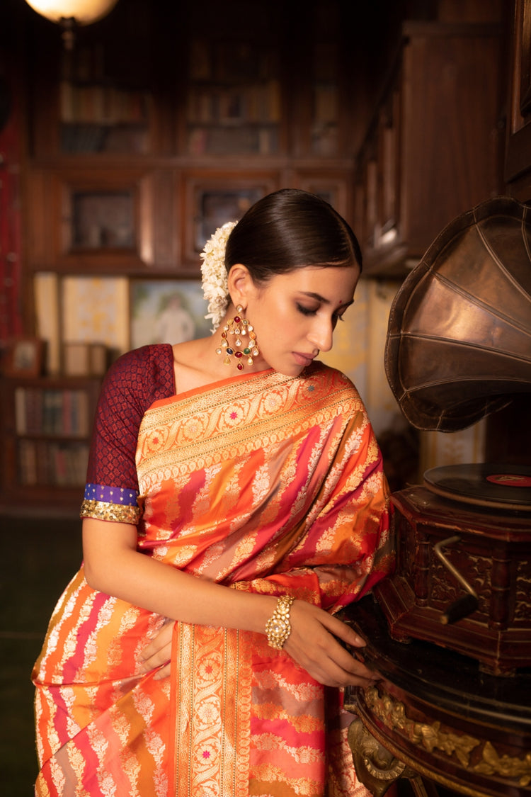 Karni- Multicolor Silk Brocade Banarasi Saree