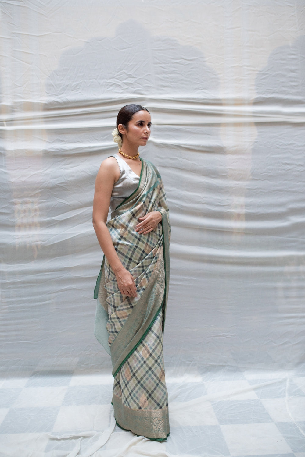 Indubala- Green Banarasi Brocade Saree